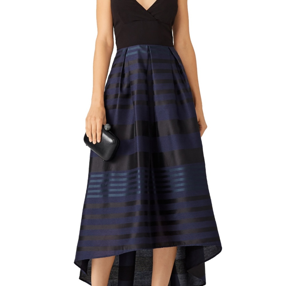 Slate & Willow: Black & Navy High Low Stripe Dress